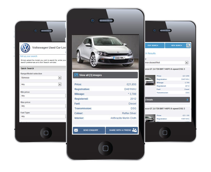 VW Used Vehicle Locator for mobile